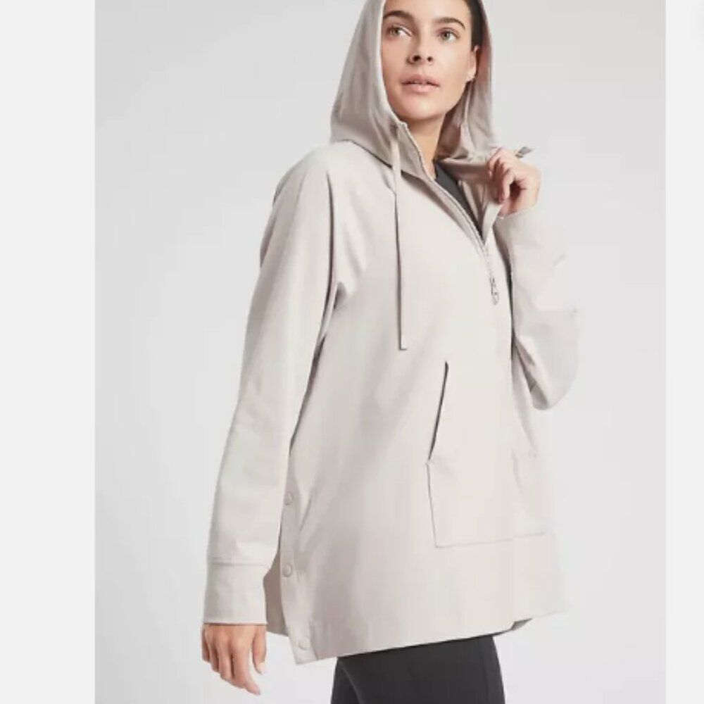 ATHLETA Glacier Hankerchief Poncho Hoodie Abalone Grey Size XXS
